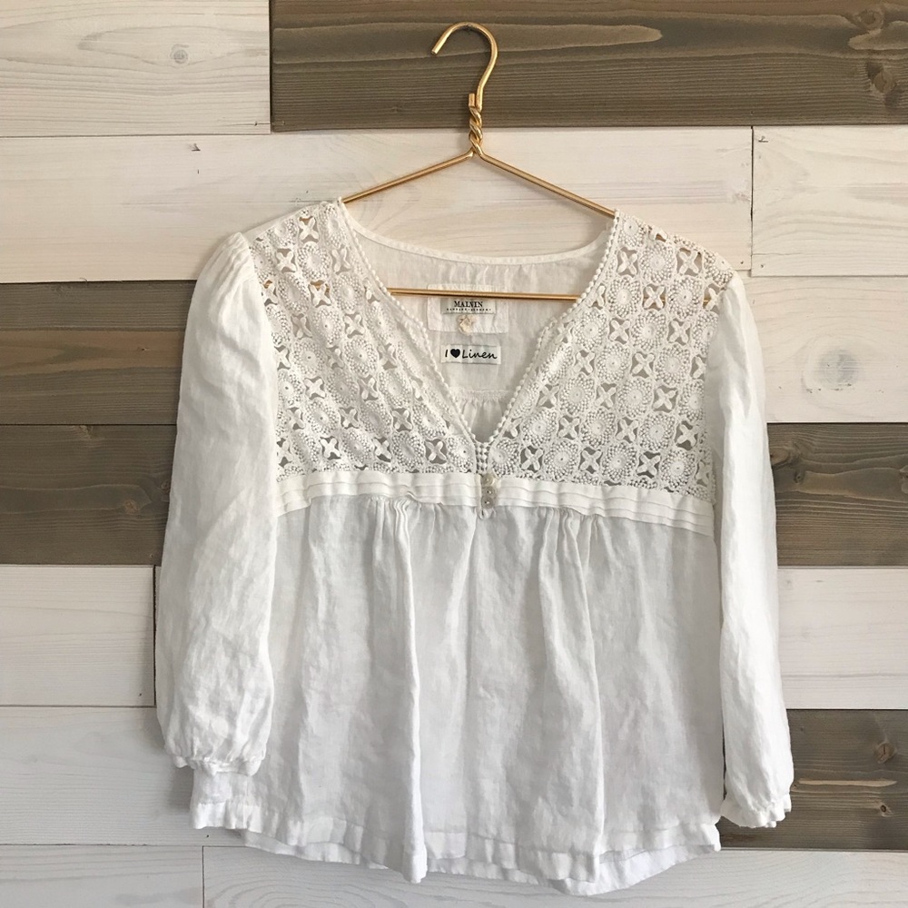 Malvin Anthropologie Hamburg-Germany ⚜️ White Linen Knit Design Top